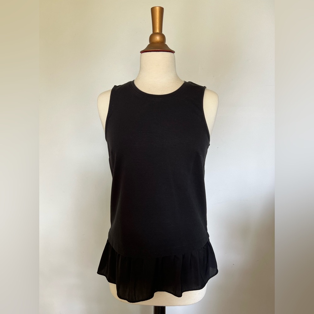 J. Crew Black Tank Top with Ruffle Hem size XS
